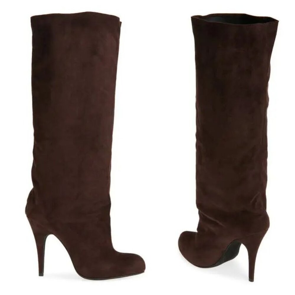 Jeffrey Campbell Profound High Heel Slouchy Tall Boots Size 5.5 Dark Brown NEW